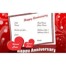 Red White Heart Anniversary Card